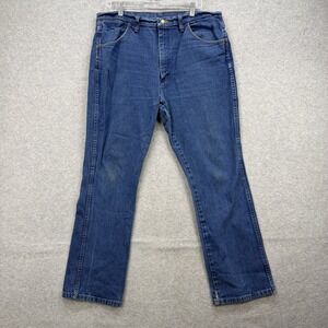 Wrangler Jeans Mens 38x32 Blue Denim Pants Bootcut Classic Cowboy Grunge 945NAV